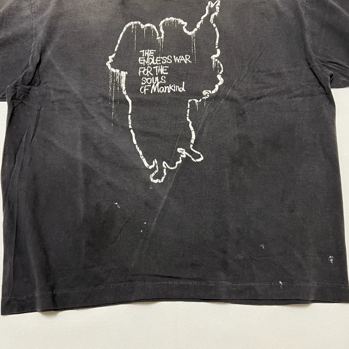 SAINT Mxxxxxx SS TEE/HOPE SPRING/BLK Jesus slogan retro distressed TEE, washed black S-XL, consistent with the original version, cylindrical side seam OE yarn fabric, garment dyeing, heavy wash water fading, bust bandage fading, correct version matching, original matching accessories, original level printing restoration